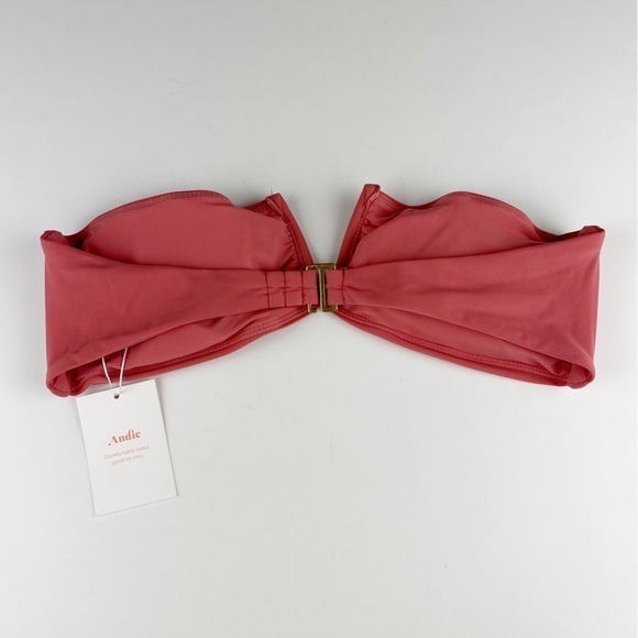 Andie The Scala Bandeau Strapless Bikini Top Swimsuit Pink Size M NWT - Picture 6 of 8